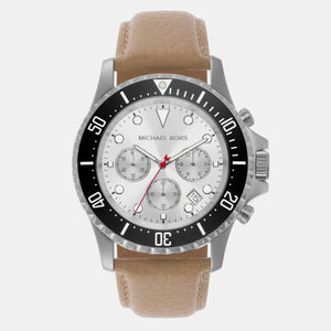 Michael Kors Everest Analog White Dial Brown Leather Strap Watch For Men - MK9092 Authentic Buy Shop Now
