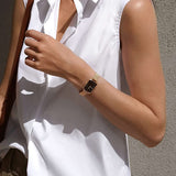 Daniel Wellington Quadro Melrose Black Dial Rose Gold Mesh Bracelet Watch For Women - DW00100432 Authentic Buy Shop Now