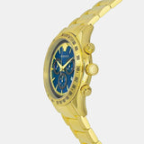 Versace Classic Chronograph Quartz Blue Dial Gold Steel Strap Watch For Men - VEV700619 Authentic Buy Shop Now