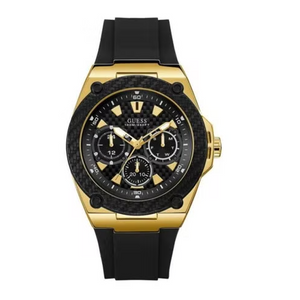Guess Legacy Black Dial Black Rubber Strap Watch for Men - W1049G5 Authentic Buy Shop Now