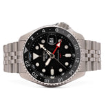Seiko 5 Sports Automatic GMT Black Dial Silver Steel Strap Watch For Men - SSK001K1 Authentic Buy Shop Now