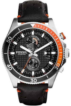 Fossil Wakefield Chronograph Black Dial Black Leather Strap Watch for Men - CH2953 Authentic Buy Shop Now