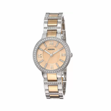 Fossil Virginia Rose Gold Dial Two Tone Steel Strap Watch for Women - ES3405 Authentic Buy Shop Now