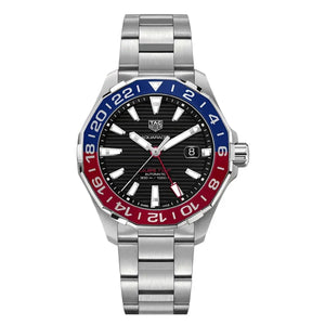 Tag Heuer Aquaracer GMT Caliber 7 Pepsi Black Dial Silver Steel Strap Watch for Men - WAY201F.BA0927 Authentic Buy Shop Now