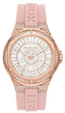 Michael Kors Lennox Three-Hand Analog White Dial Pink Silicone Strap Watch For Women - MK7334 Authentic Buy Shop Now