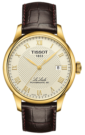 Tissot Le Locle Powermatic 80 Gold Dial Brown Leather Strap Watch For Men - T006.407.36.263.00 Authentic Buy Shop Now