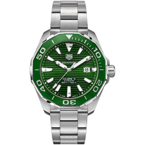 Tag Heuer Aquaracer Calibre 5 Green Dial Silver Steel Strap Watch for Men - WAY201S.BA0927 Authentic Buy Shop Now