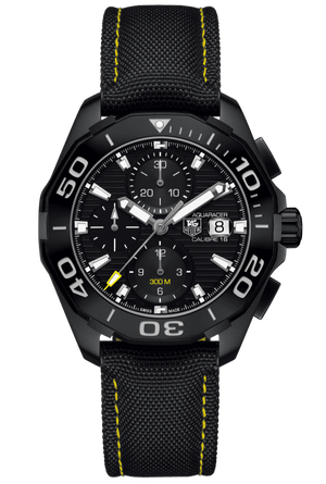 Tag Heuer Aquaracer Chronograph PVD Black Dial Black Nylon Strap Watch for Men - CAY218A.FC6361 Authentic Buy Shop Now