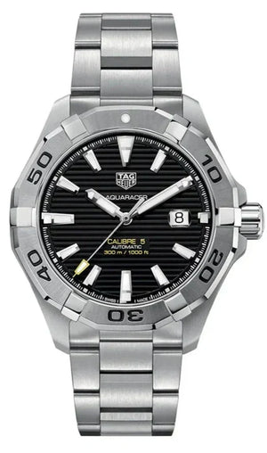 Tag Heuer Aquaracer Automatic Black Dial Silver Steel Strap Watch for Men - WAY2010.BA0927 Authentic Buy Shop Now