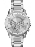 Armani Exchange Outerbanks Chronograph Silver Dial Silver Steel Strap Watch For Men - AX7141 Authentic Buy Shop Now