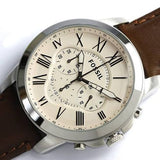 Fossil Grant Chronograph White Dial Brown Leather Strap Watch for Men - FS4735 Authentic Buy Shop Now