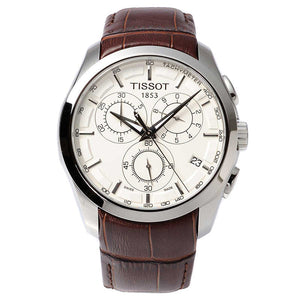 Tissot Couturier Chronograph White Dial Brown Leather Strap Watch For Men - T035.617.16.031.00 Authentic Buy Shop Now