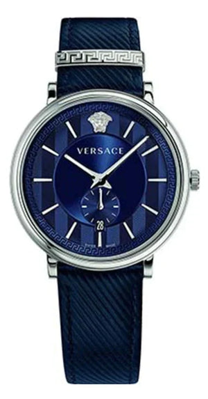 Versace Menifesto Quartz Blue Dial Blue Leather Strap Watch For Men - VBQ01017 Authentic Buy Shop Now