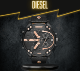 Diesel Mr Daddy 2.0 Chronograph Black Dial Black Leather Strap Watch For Men - DZ7350 Authentic Buy Shop Now