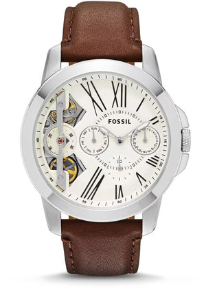 Fossil Grant Twist Multi-Function White Dial Brown Leather Strap Watch for Men - ME1144 Authentic Buy Shop Now