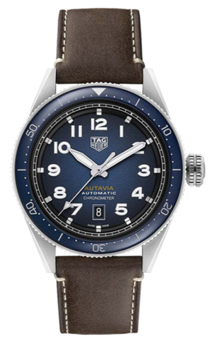 Tag Heuer Autavia Calibre 5 Automatic Blue Dial Brown Leather Strap Watch for Men - WBE5116.FC8266 Authentic Buy Shop Now