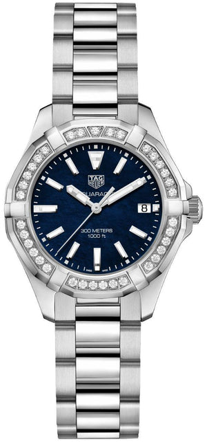 Tag Heuer Aquaracer Quartz Diamonds Blue Dial Silver Steel Strap Watch for Women - WAY131N.BA0748 Authentic Buy Shop Now