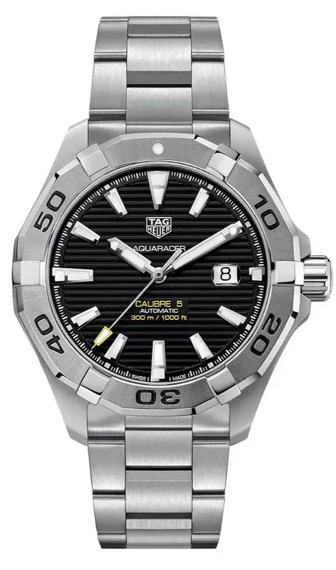 Tag Heuer Aquaracer Automatic Black Dial Silver Steel Strap Watch for Men - WAY2010.BA0927 Authentic Buy Shop Now