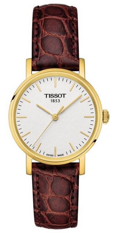 Tissot Everytime Desire Small White Dial Maroon Leather Strap Watch For Women - T109.210.36.031.00 Authentic Buy Shop Now