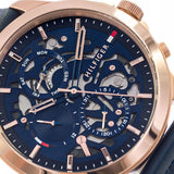 Tommy Hilfiger Henry Chronograph Quartz Blue Dial Blue Leather Strap Watch For Men - 1710475 Authentic Buy Shop Now
