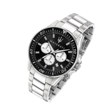 Maserati SFIDA Chronograph Black Dial Silver Steel Strap Watch For Men - R8873640004 Authentic Buy Shop Now