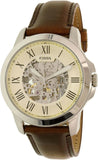 Fossil Grant Automatic Beige Skeleton Dial Brown Leather Strap Watch for Men - ME3099 Authentic Buy Shop Now