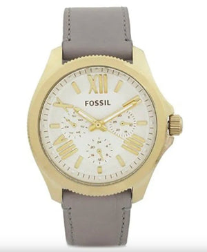 Fossil Cecile Champagne Dial Grey Leather Strap Watch for Women - AM4529 Authentic Buy Shop Now