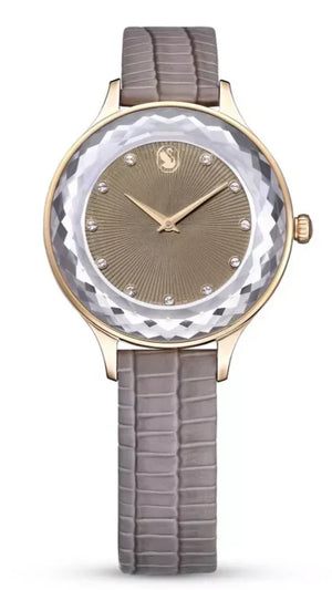 Swarovski Octea Nova Beige Dial Grey Leather Strap Watch for Women - 5649999 Authentic Buy Shop Now