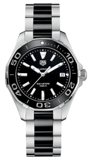 Tag Heuer Aquaracer Quartz Black Dial Two Tone Steel Strap Watch for Men - WAY131A.BA0913 Authentic Buy Shop Now