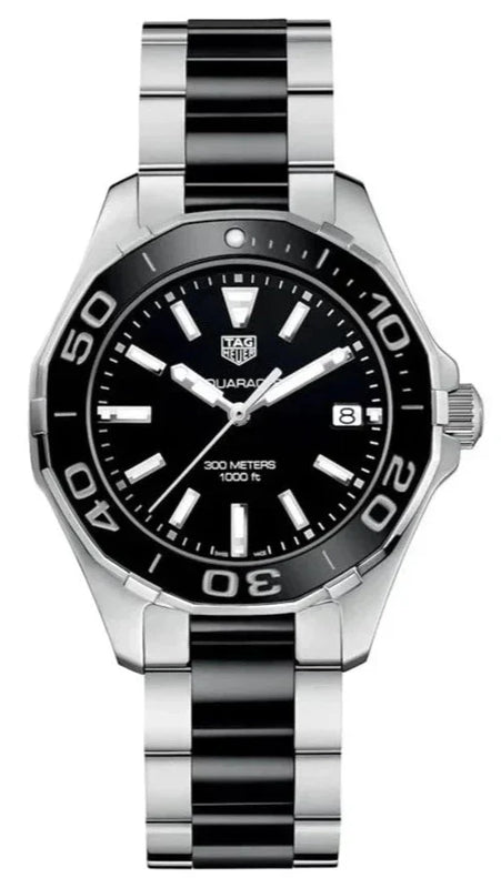 Tag Heuer Aquaracer Quartz Black Dial Two Tone Steel Strap Watch for Men - WAY131A.BA0913 Authentic Buy Shop Now