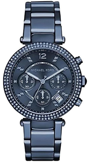 Michael Kors Parker Chronograph Blue Dial Blue Steel Strap Watch For Women - MK6418 Authentic Buy Shop Now