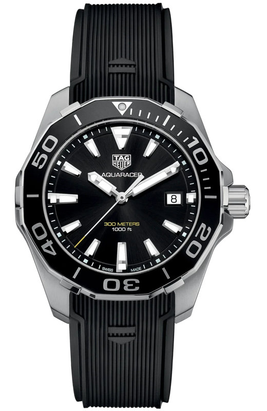 Tag Heuer Aquaracer Black Dial Black Rubber Strap Watch for Men - WAY111A.FT6151 Authentic Buy Shop Now