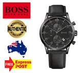 Hugo Boss Blackout Chronograph Black Dial Black Leather Strap Watch For Men - HB1512567 Authentic Buy Shop Now