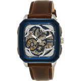 Fossil Inscription Automatic Skeleton Blue Dial Brown Leather Strap Watch for Men - BQ2571 Authentic Buy Shop Now