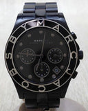 Marc Jacobs Blade Chronograph Black Dial Black Steel Strap Watch for Women - MBM3083 Authentic Buy Shop Now