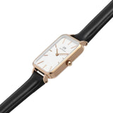 Daniel Wellington Quadro White Dial Black Leather Strap Watch For Women - DW00100434 Authentic Buy Shop Now