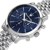 Maserati Epoca Chronograph Blue Dial Silver Steel Strap Watch For Men - R8873618024 Authentic Buy Shop Now