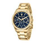 Maserati Competizione Chronograph Blue Dial Gold Steel Strap Watch For Men - R8853100026 Authentic Buy Shop Now