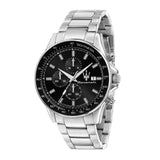 Maserati SFIDA Chronograph Black Dial Silver Steel Strap Watch For Men - R8873640015 Authentic Buy Shop Now