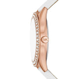 Michael Kors Harlowe Analog Rose Gold Dial White Leather Strap Watch For Women - MK2989 Authentic Buy Shop Now