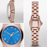 Marc Jacobs Henry Dinky Blue Dial Rose Gold Steel Strap Watch for Women - MBM3204 Authentic Buy Shop Now