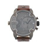 Diesel Little Daddy SBA Small Sized Grey Dial Brown Leather Strap Watch For Men - DZ7258 Authentic Buy Shop Now
