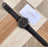 Versace V-Racer Aion Chronograph Black Dial Black Leather Strap Watch for Men - VBR030017 Authentic Buy Shop Now