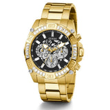 Guess Trophy Diamonds Black Dial Gold Steel Strap Watch for Men - GW0390G2 Authentic Buy Shop Now