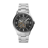 Fossil Forrester Automatic Skeleton Black Dial Silver Steel Strap Watch for Men - ME3180 Authentic Buy Shop Now