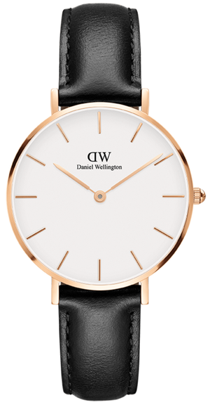 Daniel Wellington Petite Sheffield White Dial Black Leather Strap Watch For Women - DW00100174 Authentic Buy Shop Now