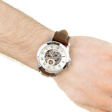 Fossil Grant Automatic White Dial Brown Leather Strap Watch for Men - ME3052 Authentic Buy Shop Now