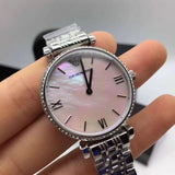 Emporio Armani Gianni T Bar Pink Mother of Pearl Dial Silver Steel Strap Watch For Women - AR1779 Authentic Buy Shop Now