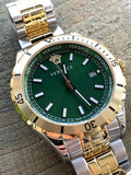 Versace Hellenyium Quartz Green Dial Two Tone Steel Strap Watch For Men - VE3A00720 Authentic Buy Shop Now
