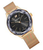 Swarovski Octea Nova Black Dial Rose Gold Mesh Bracelet Watch for Women - 5430424 Authentic Buy Shop Now